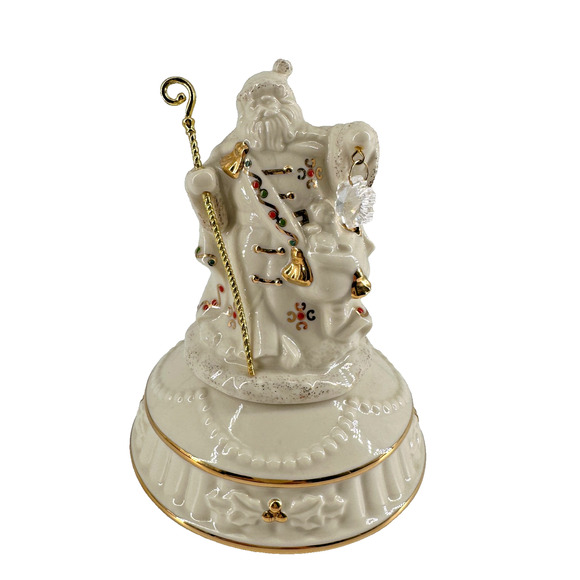 LENOX CRYSTAL NOTES CHRISTMAS SANTA MUSIC BOX PORCELAIN - Picture 1 of 6
